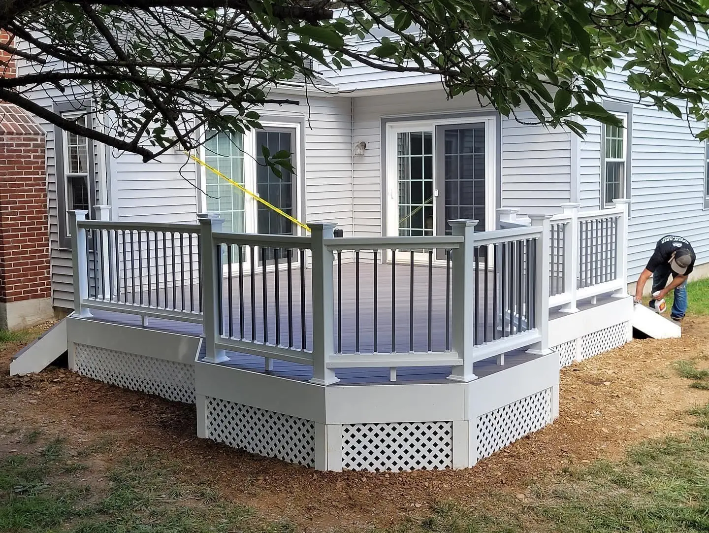 Composite deck with white railings
